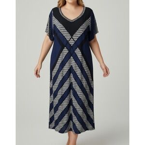 chinese dress ladies Roaman's Women's Plus Size Petite Plus Size Sleeveless Crew Neck Maxi Dress main image 1